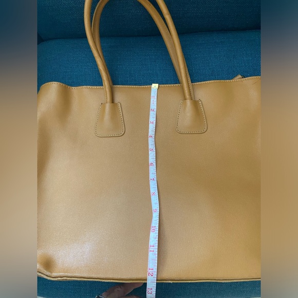 Dorse In Pelle Leather Camel Tote Bag Round Handles & Crossbody Strap Gold - Picture 14 of 17